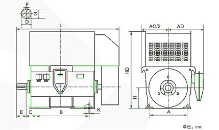 YKK高壓電機(jī)安裝尺寸圖 YKK高壓電機(jī)安裝尺寸圖